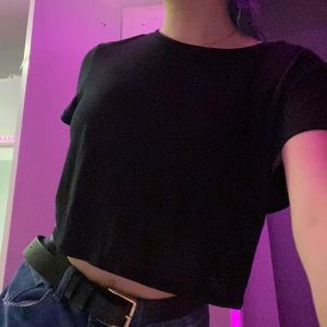 black tee with tie on back